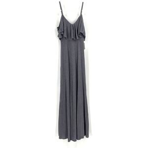 Show Me Your MuMu Renee Ruffle Maxi Dress Dancing Queen Shine Smoke XS NWT